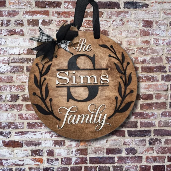 18" Personalized Last Name Front Door Hanger with Olive Branch - Image 4