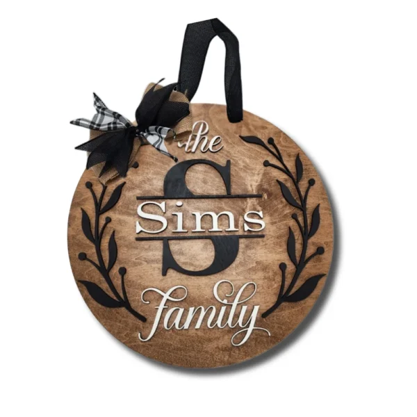 18" Personalized Last Name Front Door Hanger with Olive Branch - Image 5