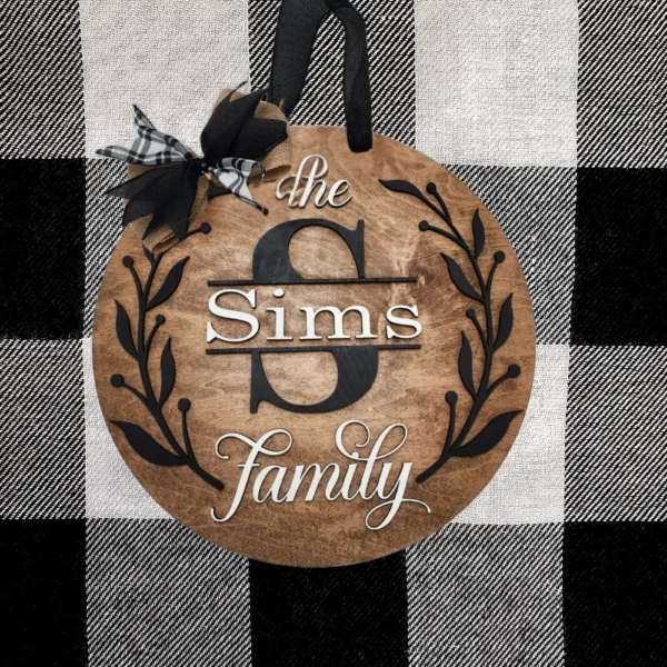 18" Personalized Last Name Front Door Hanger with Olive Branch - Image 3
