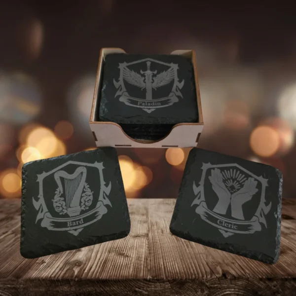 D&D Class Icons Slate Coaster set
